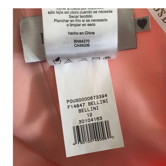 Davids Bridal Dress Sz 12 Peach Ruched Organza Strapless Formal Prom Bridesmaid - Picture 13 of 13